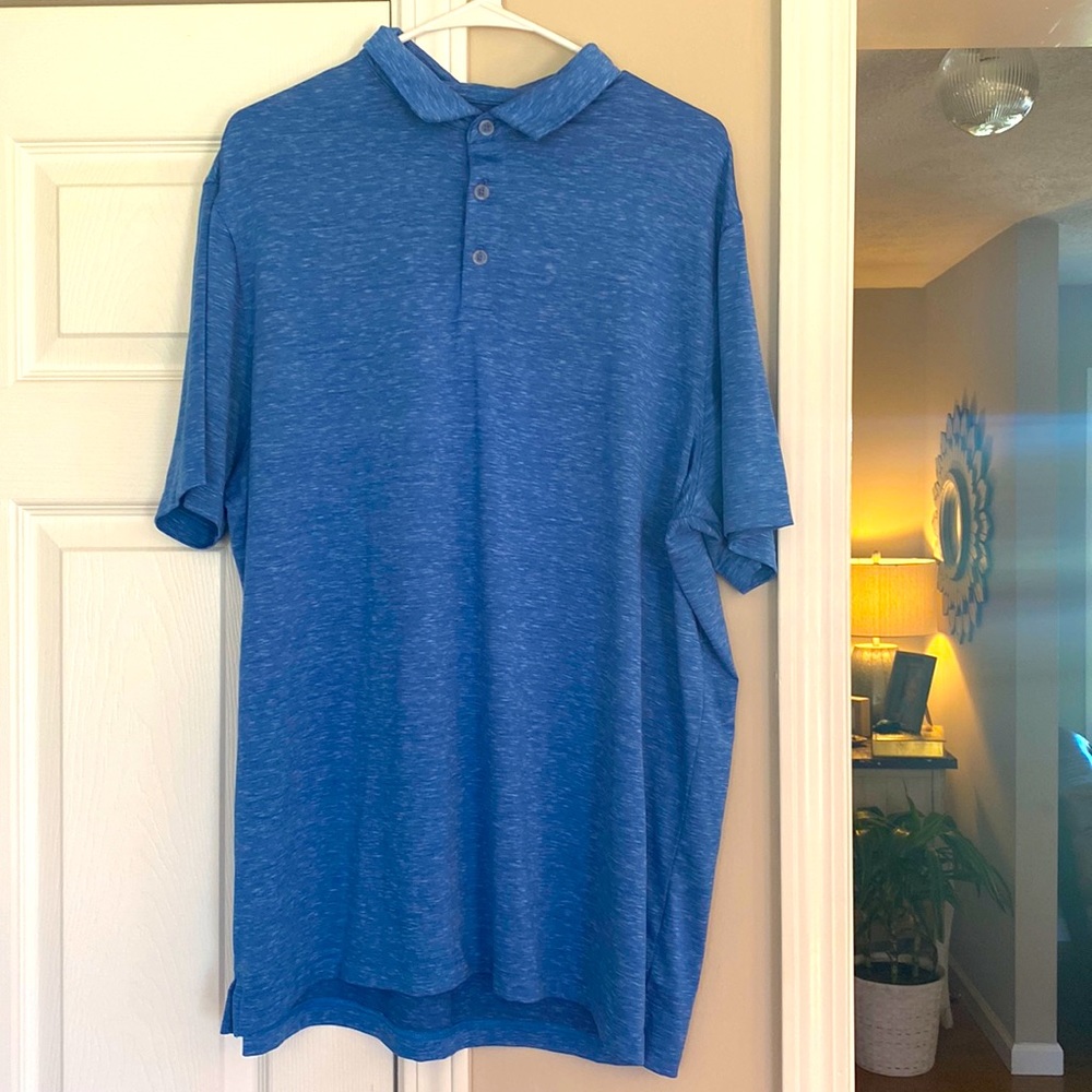 Champions Men’s Polo Size XL 100% polyester Super Soft EUC Pretty Blue